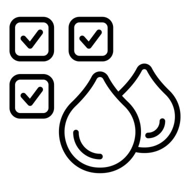 Su damlası ikon ana hatları vektörü. Tank tedavisi. Kargo soğutucusu