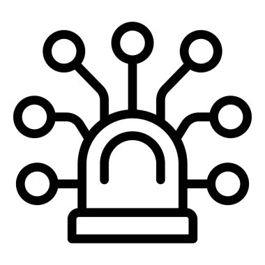 Güvenlik teşhircisi ikonu ana hat vektörü. Güvenlik görevlisi. Veri kilidi