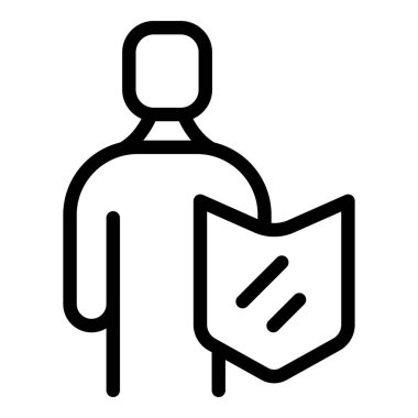 Kalkan veri simgesi ana hat vektörü. Güvenlik. Belge kullanıcısı