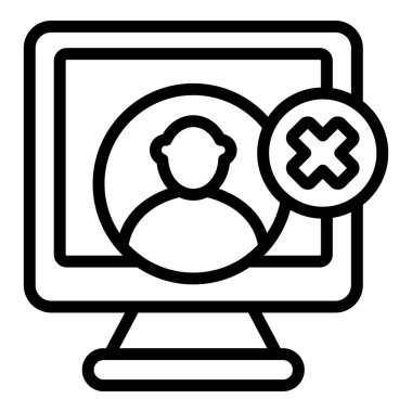 Bilgisayar kilidi ikon ana hatları vektörü. Kullanıcı siberi. Hacker koruması