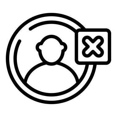 Profil saldırı ikonu ana hat vektörü. İnternet hesabı. Hacker kişi