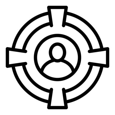 Hedef saldırı ikonu ana hat vektörü. İnternet hesabı. Kullanıcı e- postası