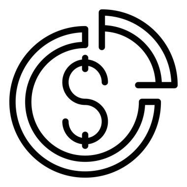 Kredi miktarı simgesi ana hatları vektörü. Vergi indirimi. Parayı iade et