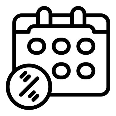 Takvim simgesi dış hat vektörü. Vergi indirimi. Oran indirimi