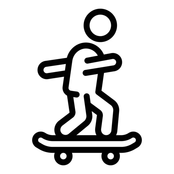 Kid Skater Icône Contour Vecteur Skate Park Cavalier Arena — Image vectorielle
