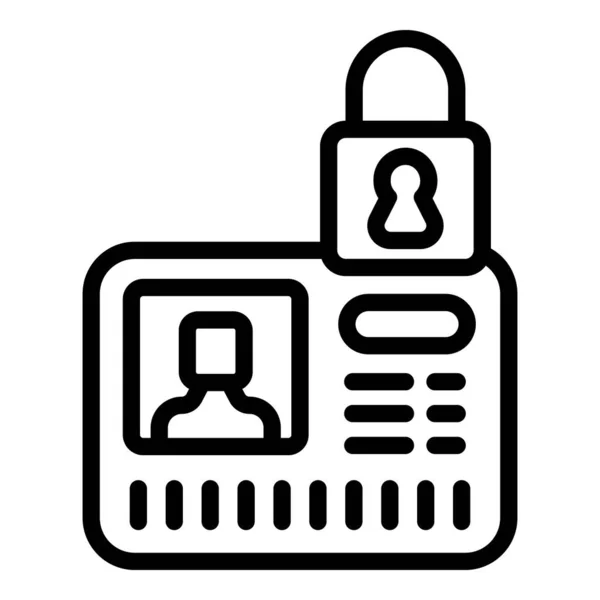 Card Lock Icon Outline Vector Internet Account Hacker Person — Stock Vector