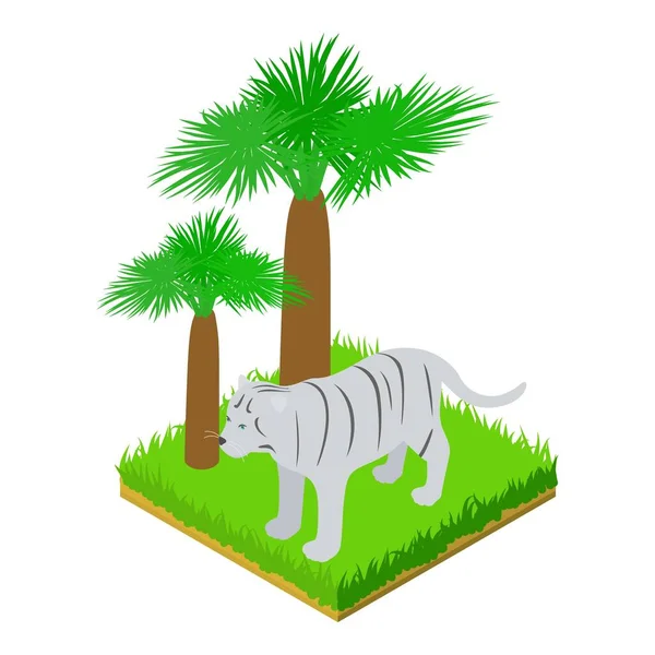 Εικόνα Λευκής Τίγρης Ισομετρικό Διάνυσμα Άγρια Μεγάλη Τίγρης Αλμπίνο Στέκεται — Διανυσματικό Αρχείο
