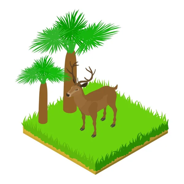 Cerf Animal Icône Vecteur Isométrique Grand Cerf Noble Debout Dans — Image vectorielle
