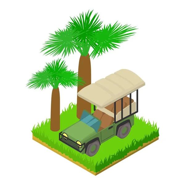Safari Jeep Icono Vector Isométrico Safari Parque Transporte Pasajeros Para — Archivo Imágenes Vectoriales
