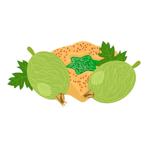 Gooseberry Postre Icono Vector Isométrico Galleta Grosella Verde Madura Fruta — Vector de stock