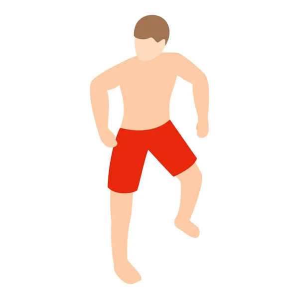 Surfer Man Symbol Isometrischen Vektor Gesichtslos Stehender Sportler Bademode Sommersport — Stockvektor
