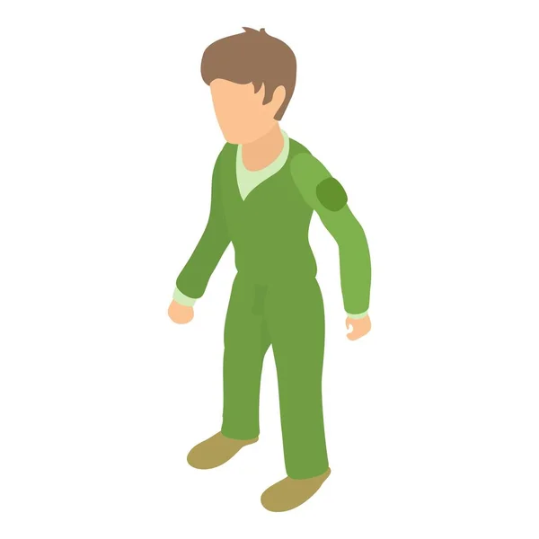 Ζωοεργάτης Εικονίδιο Ισομετρική Διάνυσμα Ανέκφραστος Φύλακας Πράσινη Στολή Άνθρωπος Άνθρωπος — Διανυσματικό Αρχείο