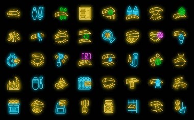 Kaş düzeltme simgeleri dış hat vektörünü ayarladı. Çalı çırpı. Siyah üzerine neon rengi