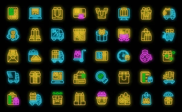 Gift Delivery Service Icons Set Outline Vector Online Shop Delivery — Stock Vector