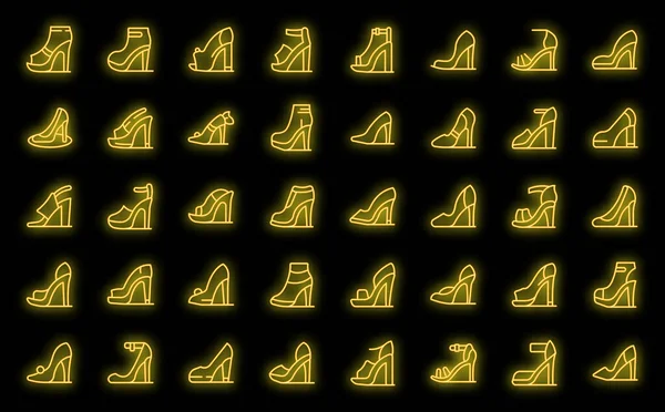 High Heels Woman Shoes Icons Set Outline Vector Heel Girl — Stock Vector
