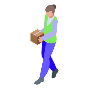 Charity box ikon izometrik vektörü. Yardım yemeği. Gereksiz bağış