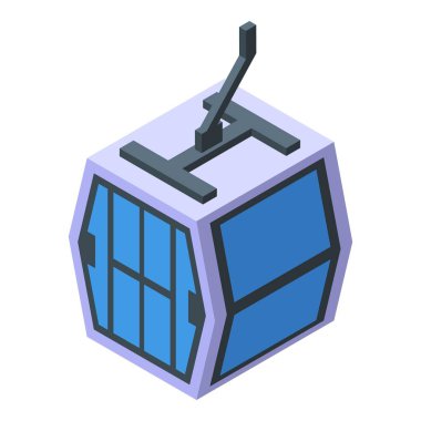 Gondol kayak kaldırma ikonu izometrik vektörü. Kış kablosu Kablolu araba