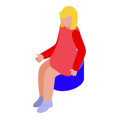 Lazımlık ikonu izometrik vektörü olan bir kız. Yavrum. Tuvalet çocuğu.