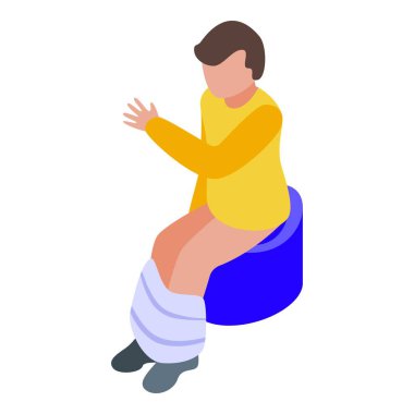 Tuvalet ikonu izometrik vektöründeki oyuncu çocuk. Yavrum. Bebek bezi çalıştırma