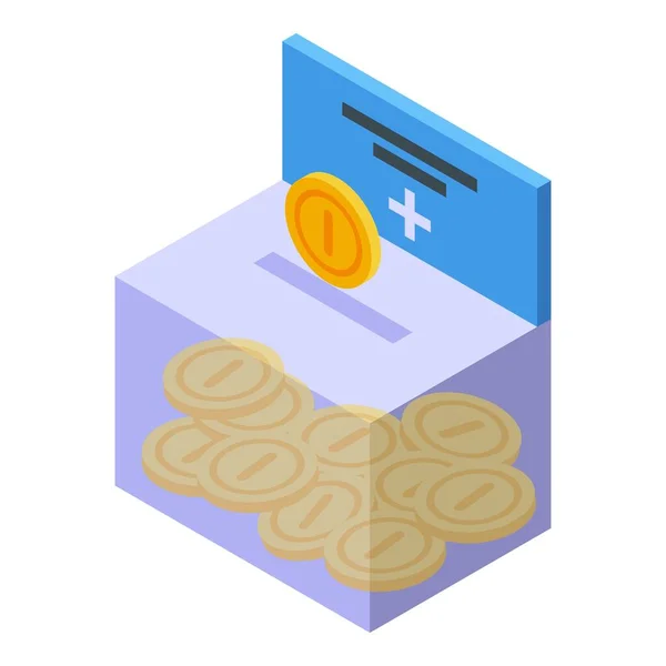 Charity Money Box Icon Isometric Vector Aid Volunteer Help Donate — Stock Vector