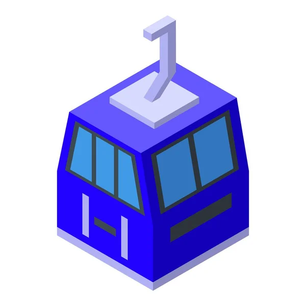 Icône Téléski Bleu Vecteur Isométrique Pente Hivernale Resort Alpin — Image vectorielle