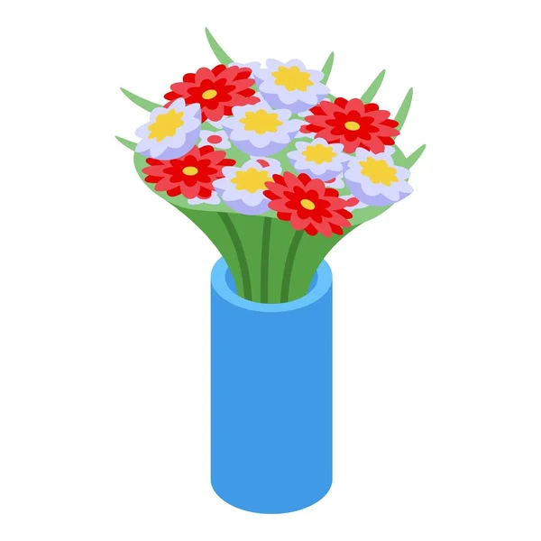 Flower Bouquet Vase Icon Isometric Vector Love Gift Online Business — Stock Vector