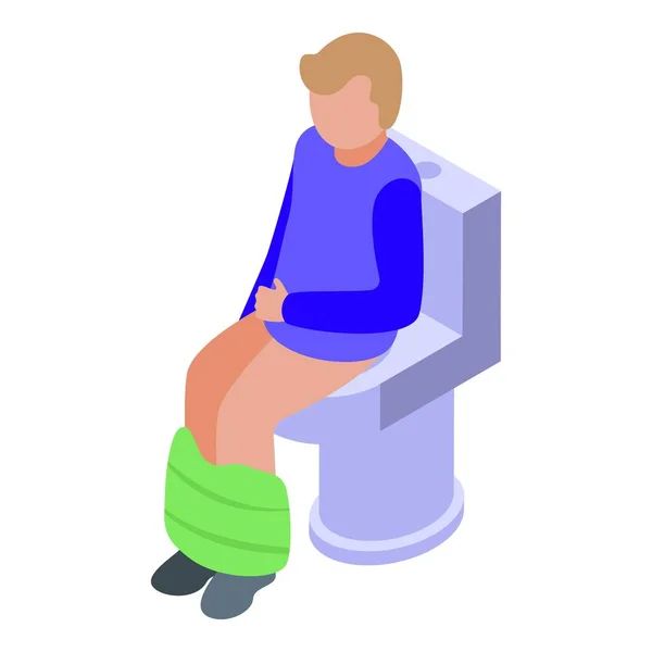 Enfant Sur Grand Icône Toilette Vecteur Isométrique Enfant Pot Mignon — Image vectorielle