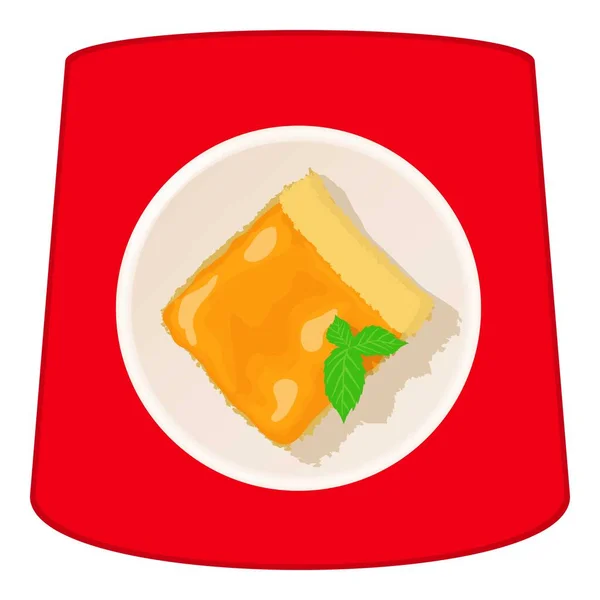 Kayısı Peynirli Kek Ikonu Izometrik Vektörü Kırmızı Plastik Masa Ikonunda — Stok Vektör