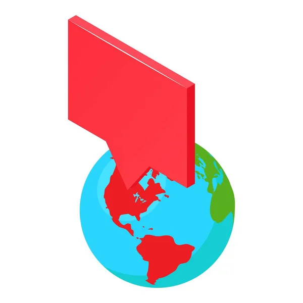 World Location Icon Isometric Vector Planet Earth Globe Square Pin — Stock Vector
