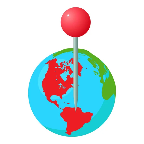 Ikona Wskaźnika Świata Wektor Izometryczny Planeta Ziemska Czerwoną Ikoną Gps — Wektor stockowy