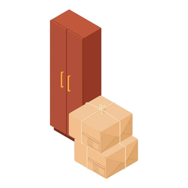 Wooden Furniture Icon Isometric Vector New Modern Wooden Locker Two — Stock Vector
