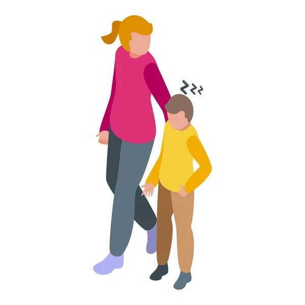 Icon Isometrischer Vektor Für Das Kind Der Eltern Bettruhe Charakter — Stockvektor
