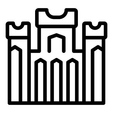 Şehir kalesi ikonu ana hat vektörü. Polonya haritası. Krakow 'a git.