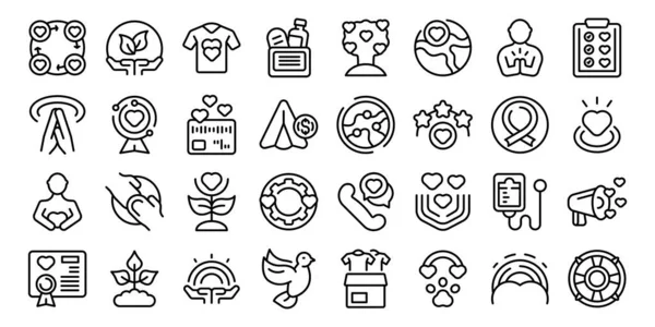 Hope Icons Set Outline Vector Happy Youth People Future — Stock Vector