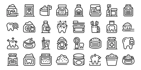 stock vector Tooth powder icons set outline vector. Health dentist. Water soda