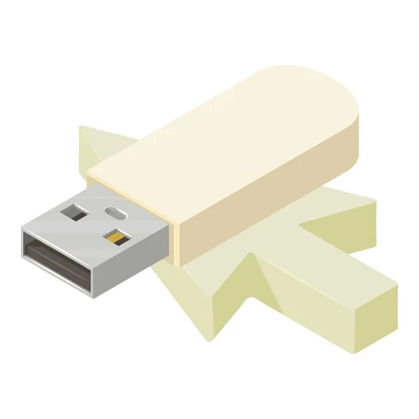 Ikon Penyimpanan Informasi Vektor Isometrik Ikon Flash Drive Putih Portabel - Stok Vektor