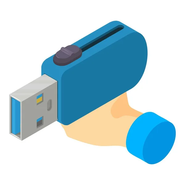 Usb Icono Palo Vector Isométrico Dispositivo Unidad Flash Portátil Azul — Vector de stock