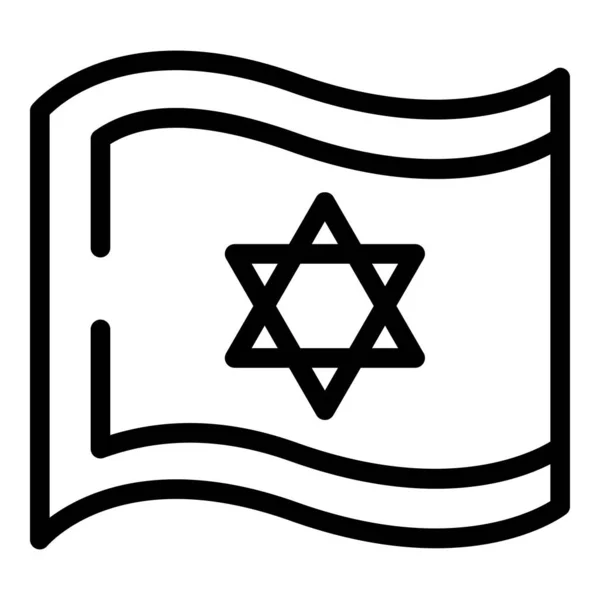 Israele Bandiera Icona Contorno Vettore Stella Ebrea Festa Della Religione — Vettoriale Stock