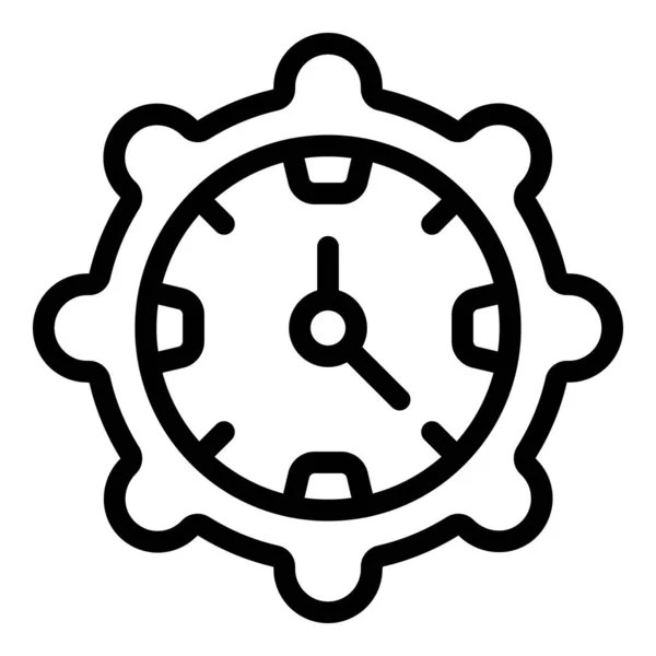 Reloj Engranajes Icono Tiempo Contorno Vector Trabajo Computadora Portátil Problema — Vector de stock