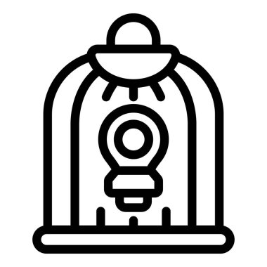 Yaratıcılık kafesi ikonu ana hat vektörü. Laptop işi. Yanık sorunu