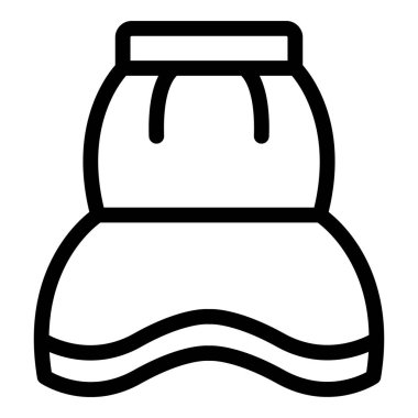 Bayramlık etek ikonu ana hatları vektörü. Kumaş tasarımı. Modern kıyafet.