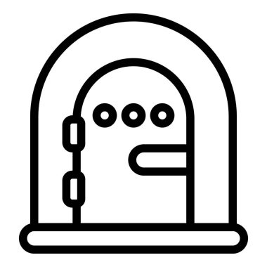 Sığınak kapısı ikonu ana hat vektörü. Güvenlik savunması. Savaş odası