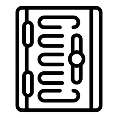 Metal kapı sığınağı ikonu ana hat vektörü. Ev binası. Tehlike yuvası