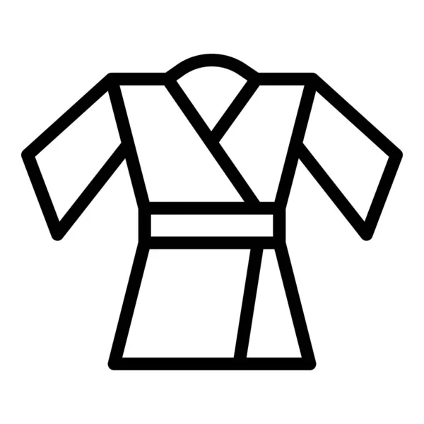 Cardigan Kimono Icône Contour Vecteur Vêtements Avant Ceinture Supérieure — Image vectorielle