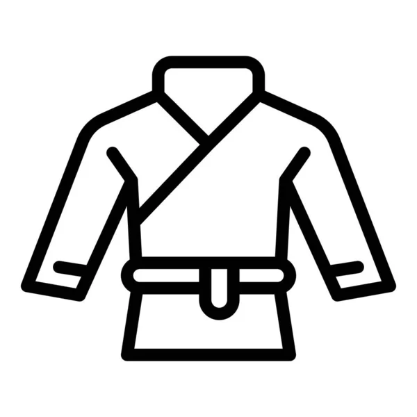 Top Cintura Kimono Icona Contorno Vettore Cad Cardigan Modello — Vettoriale Stock