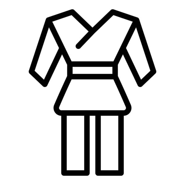 Modelo Kimono Icono Contorno Vector Cad Cinturón — Vector de stock