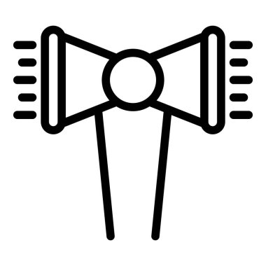 Bomba sığınağı megafon ikonu ana hat vektörü. Oda sığınağı. Savunma koruması