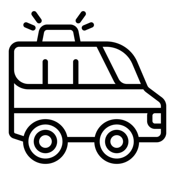 Voiture Médicale Icône Contour Vecteur Patient Camion Alarme Personne — Image vectorielle