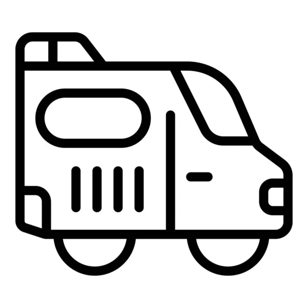 Ambulans Çalışanı Araba Ikonu Ana Hat Vektörü Kurtarma Ekibi Alarm — Stok Vektör