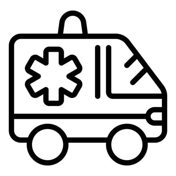 Sjukvård Ambulans Bil Ikon Kontur Vektor Lastbil Modern Första Larmet — Stock vektor